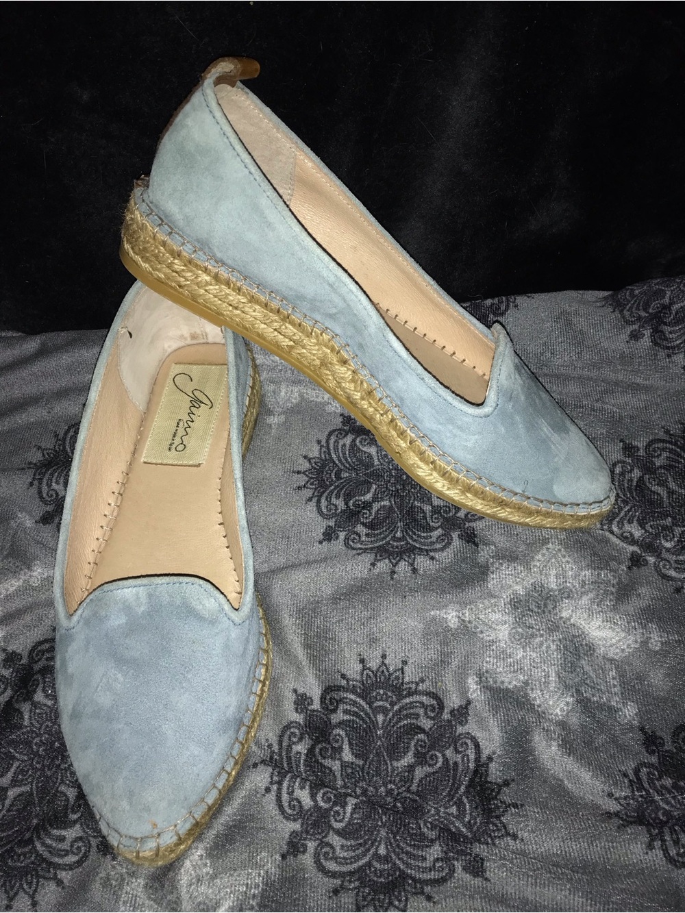 Giamo Light Blue Suede Espadrille Flats